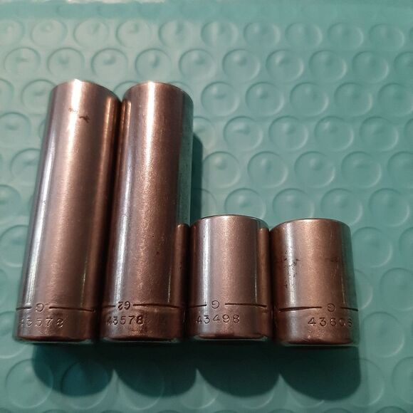 Vintage Lot 4 Craftsman 7/16" 6 and 12 Point 1/4" Drive Shallow and Deep Sockets - Picture 2 of 4